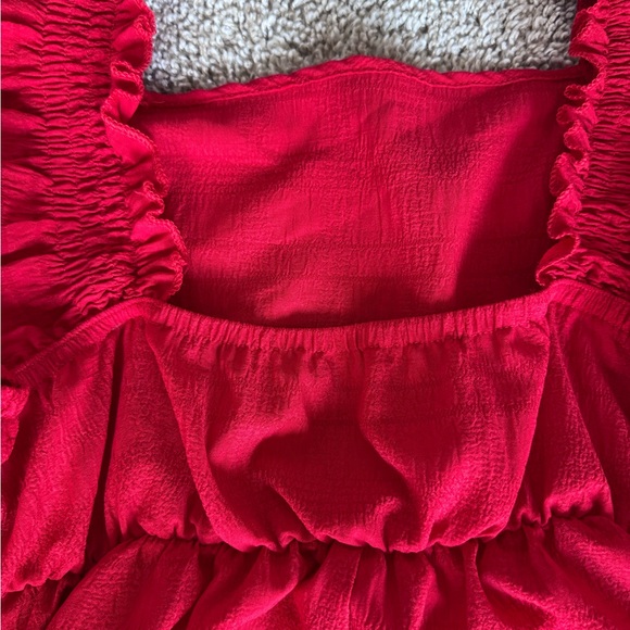 Women's Maternity ruffle tank top blouse top babydoll shirt Red size Medium - Picture 7 of 8